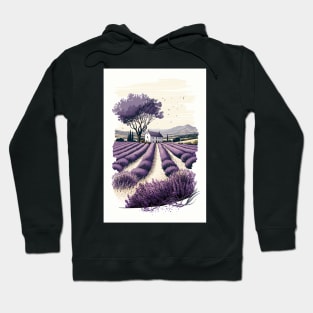 Lavender France Provence Drawing Illustration Hoodie